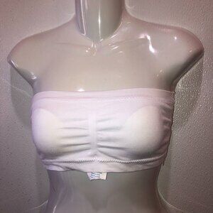 Lady Princess Womens Medium White Floral Lace Back Padded Ruched Bandeau Bra